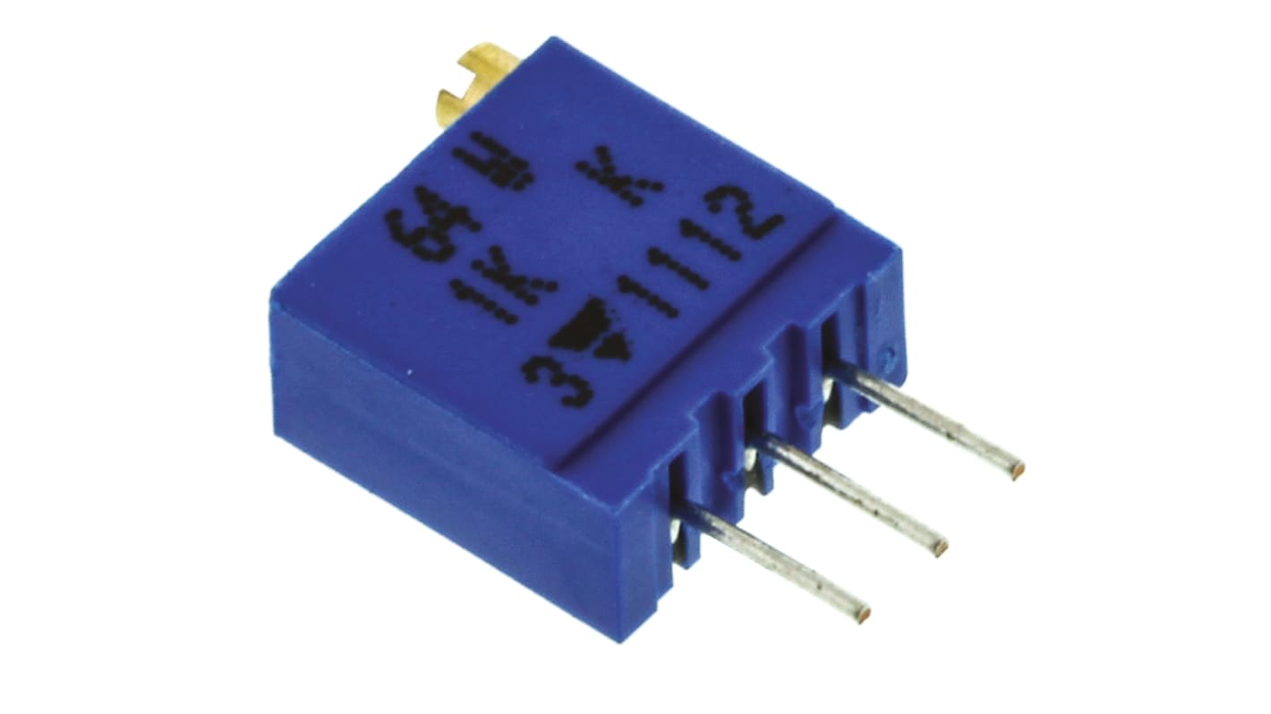 Vishay 64W Series 19 (Electrical), 22 (Mechanical)-Turn Through Hole Trimmer Resistor with Pin Terminations, 1kΩ ±10%