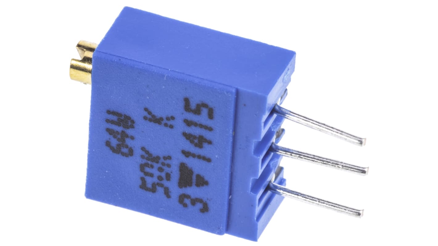 Vishay 64W Series 19 (Electrical), 22 (Mechanical)-Turn Through Hole Trimmer Resistor with Pin Terminations, 50kΩ ±10%