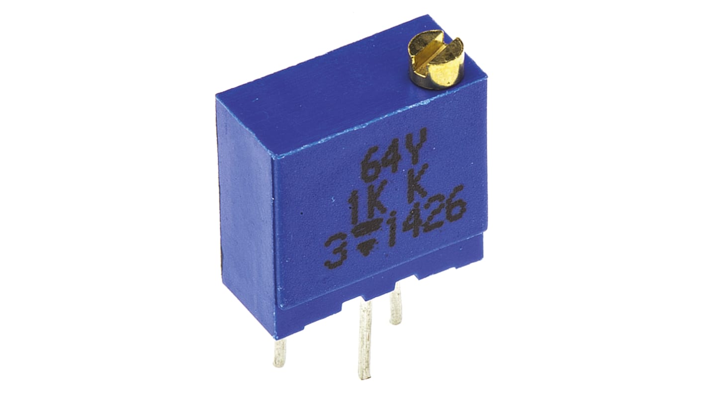 Vishay 64Y Series 19 (Electrical), 22 (Mechanical)-Turn Through Hole Trimmer Resistor with Pin Terminations, 1kΩ ±10%