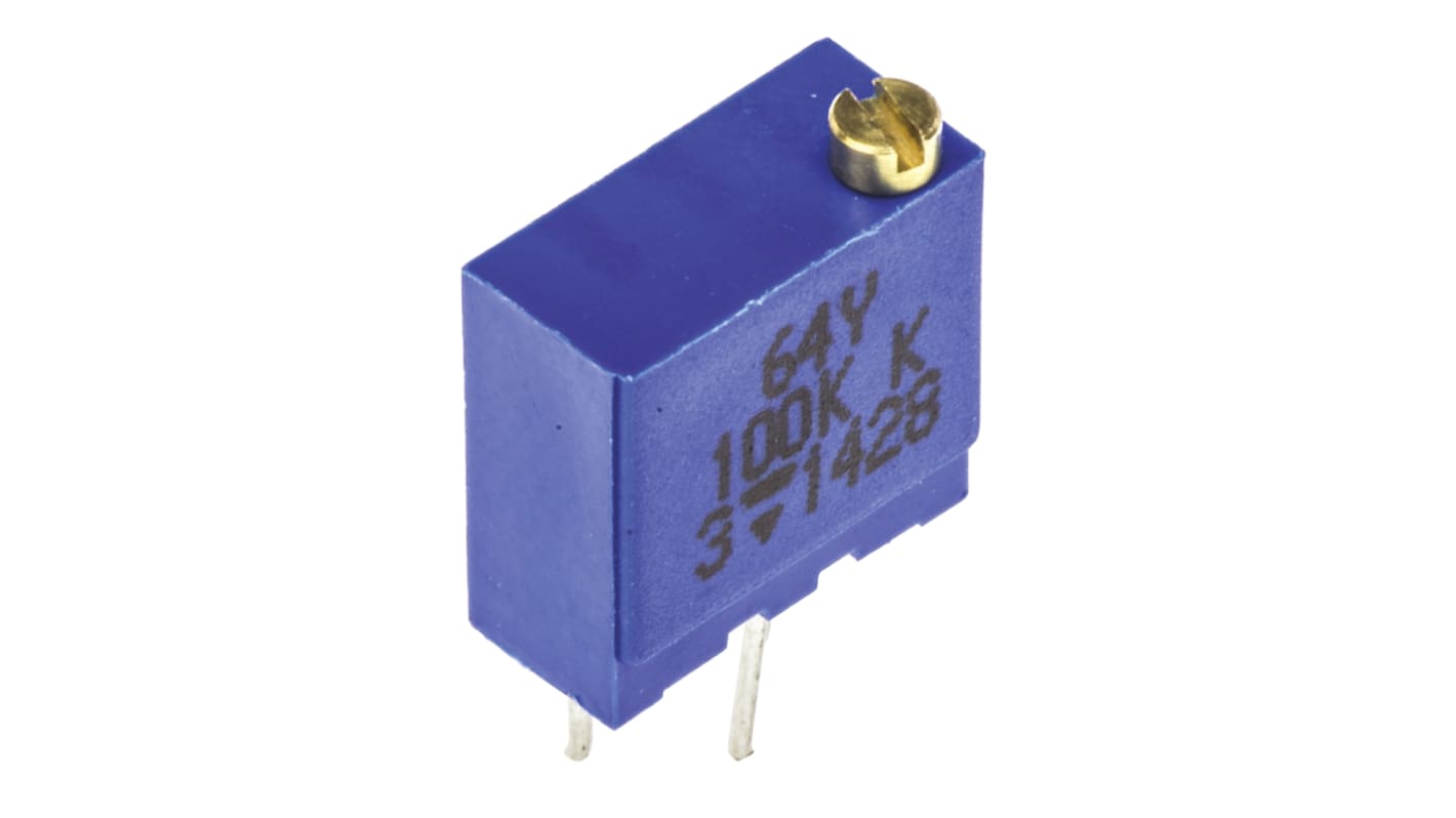 Vishay 64Y Series 19 (Electrical), 22 (Mechanical)-Turn Through Hole Trimmer Resistor with Pin Terminations, 100kΩ