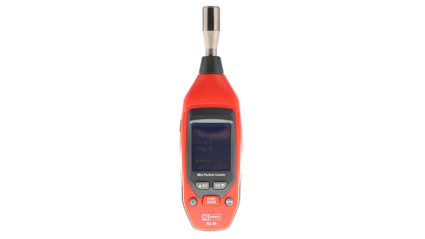 Medidor de calidad de aire RS PRO RS-96, control de Humedad, PM 2,5, PM 10, Temperatura