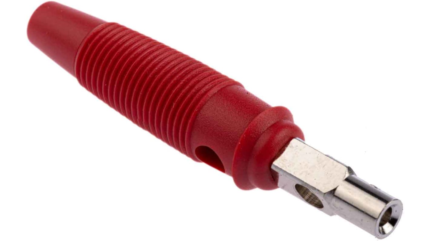 Hirschmann Test & Measurement Red Male Banana Plug, 4 mm Connector, Screw Termination, 16A, 60V dc, Nickel Plating