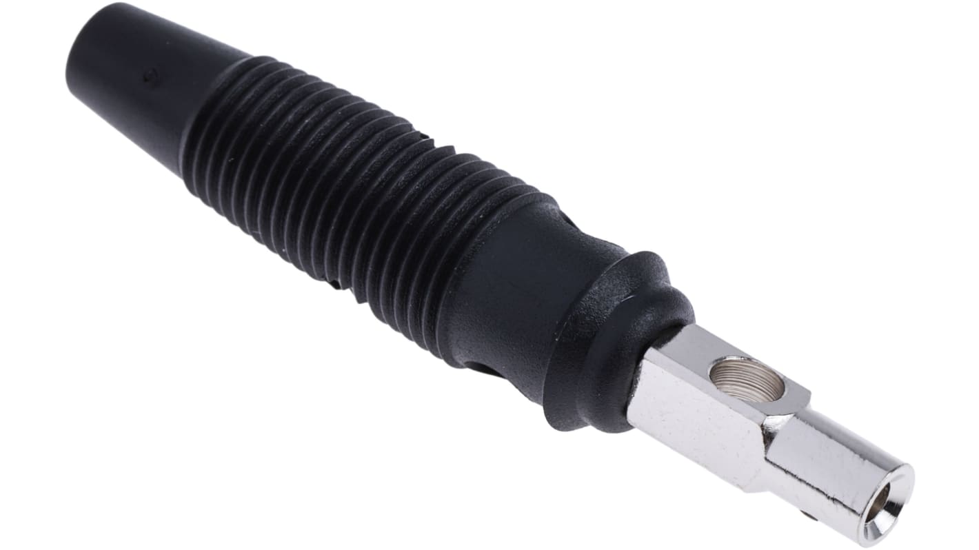 Hirschmann Test & Measurement Black Male Banana Plug, 4 mm Connector, Screw Termination, 16A, 60V dc, Nickel Plating