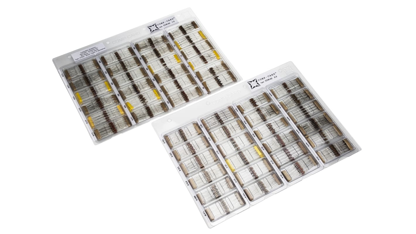 Kit de resistencia Nova Película de Carbono Montaje en orificio pasante 48 valores 1110 piezas, 10 Ω → 1MΩ