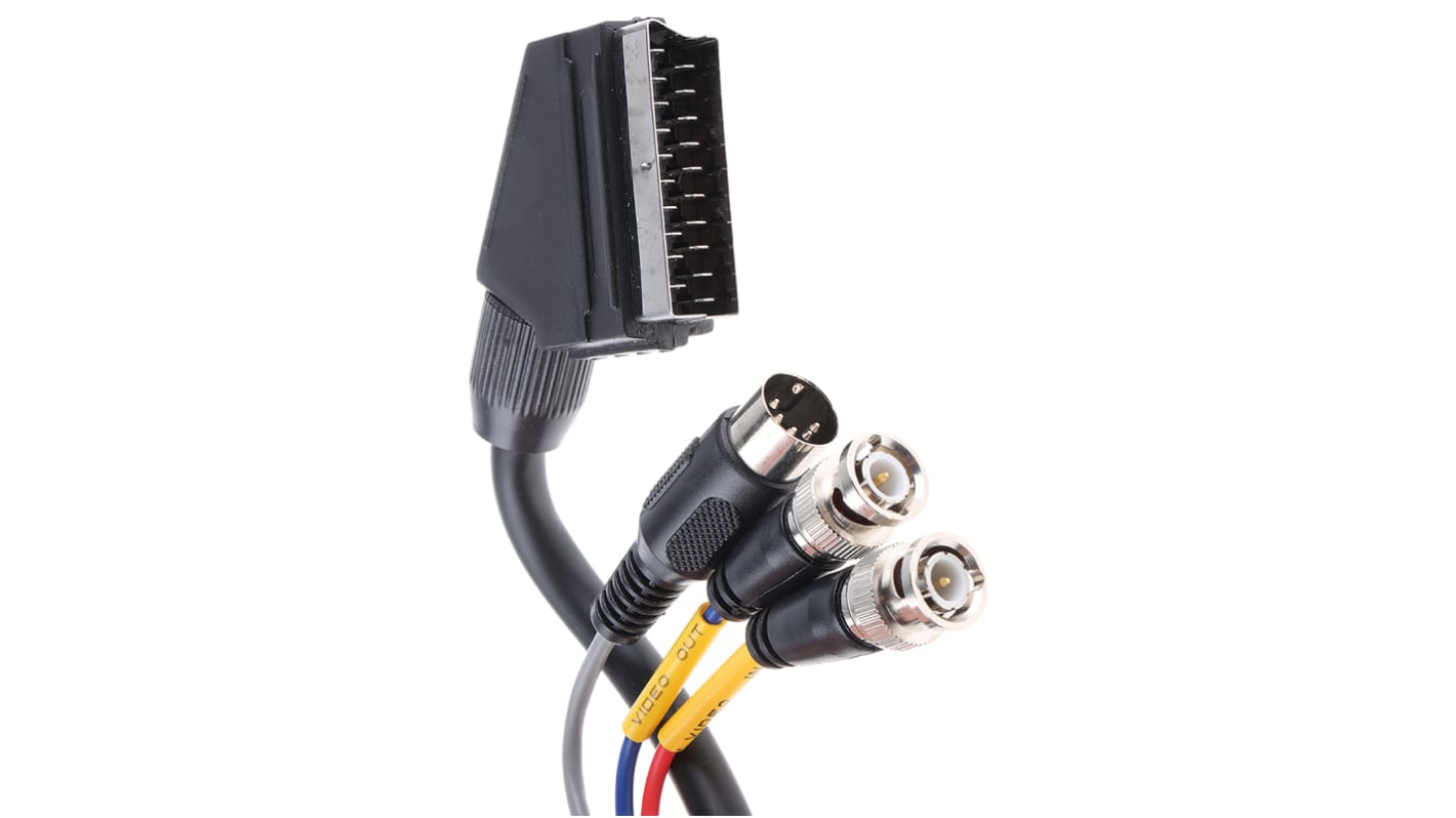 RS PRO Male SCART to Male 5 Pin DIN, BNC x 2, 2m, Terminated
