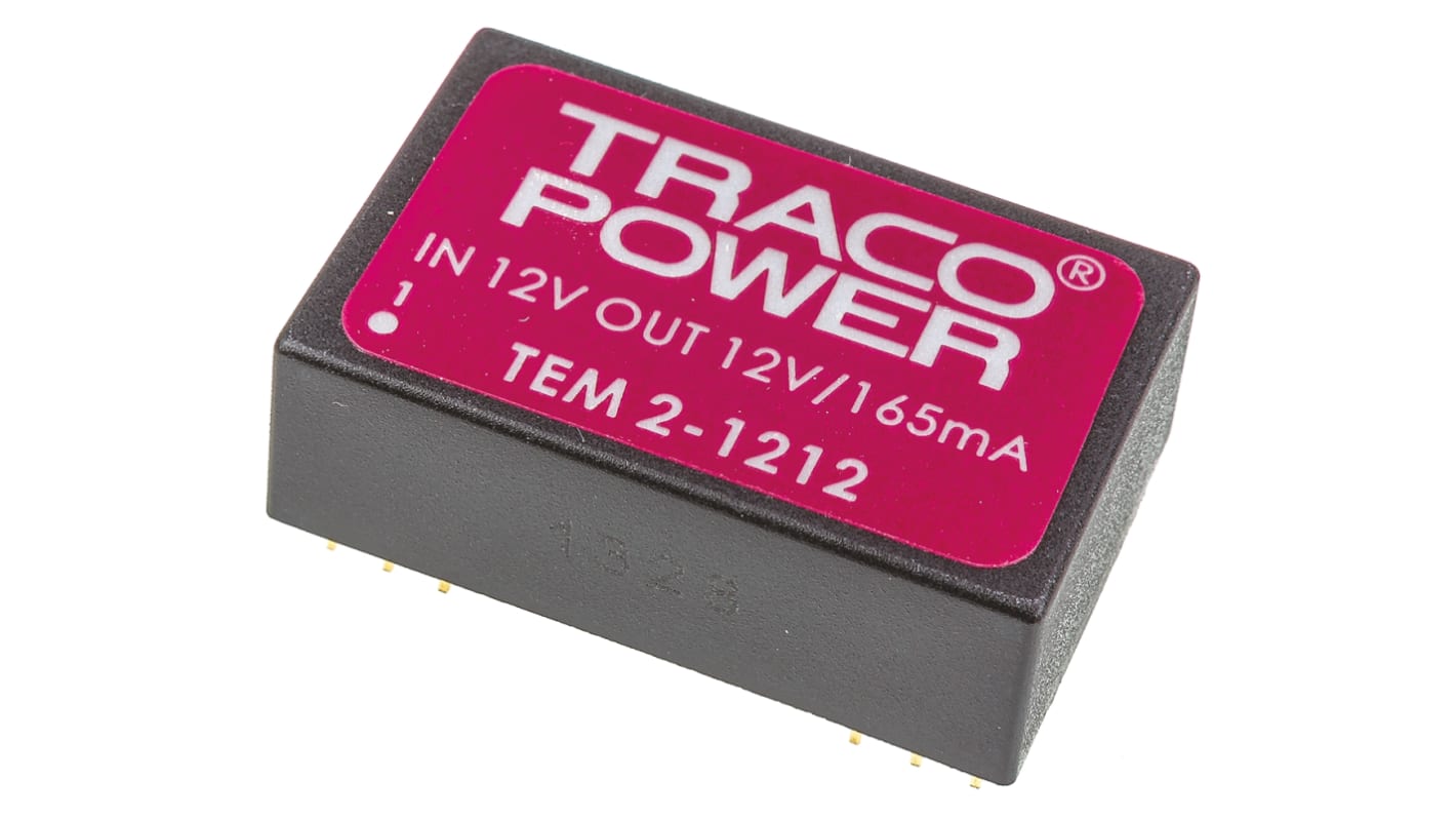 TRACOPOWER TEM 2 DC/DC-Wandler 2W 12 V dc IN, 12V dc OUT / 165mA Durchsteckmontage 1kV dc isoliert