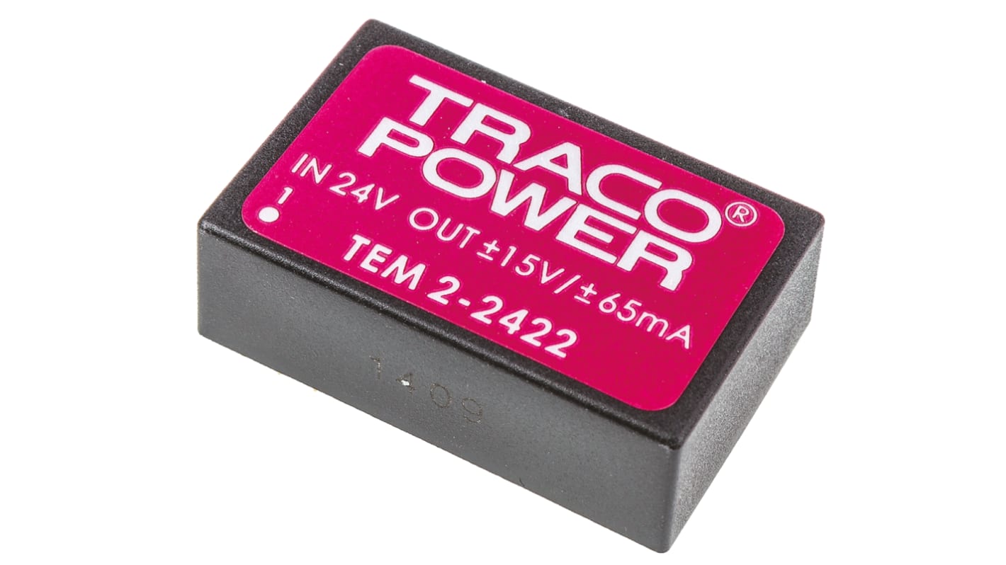 Convertidor dc-dc 2W, Salida ±15V dc, ±65mA, ±3%