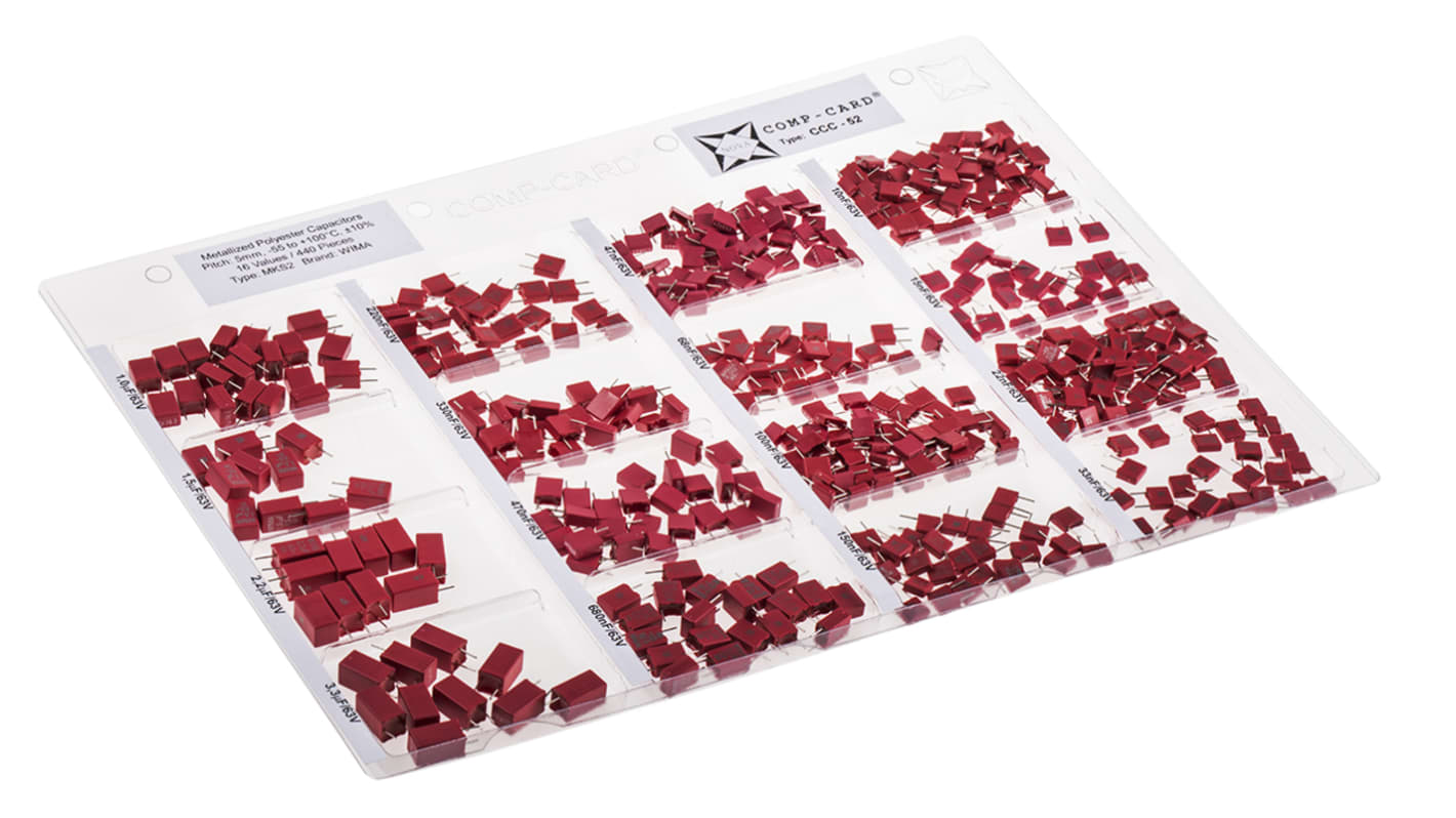 Kit di condensatori Nova CCC-52, PET Su foro, 440 pezzi