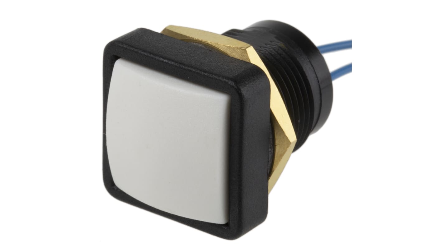 ITW Switches 49-59 Series Push Button Switch, Momentary, Panel Mount, 16mm Cutout, SPST, Clear LED, 250V ac, IP67