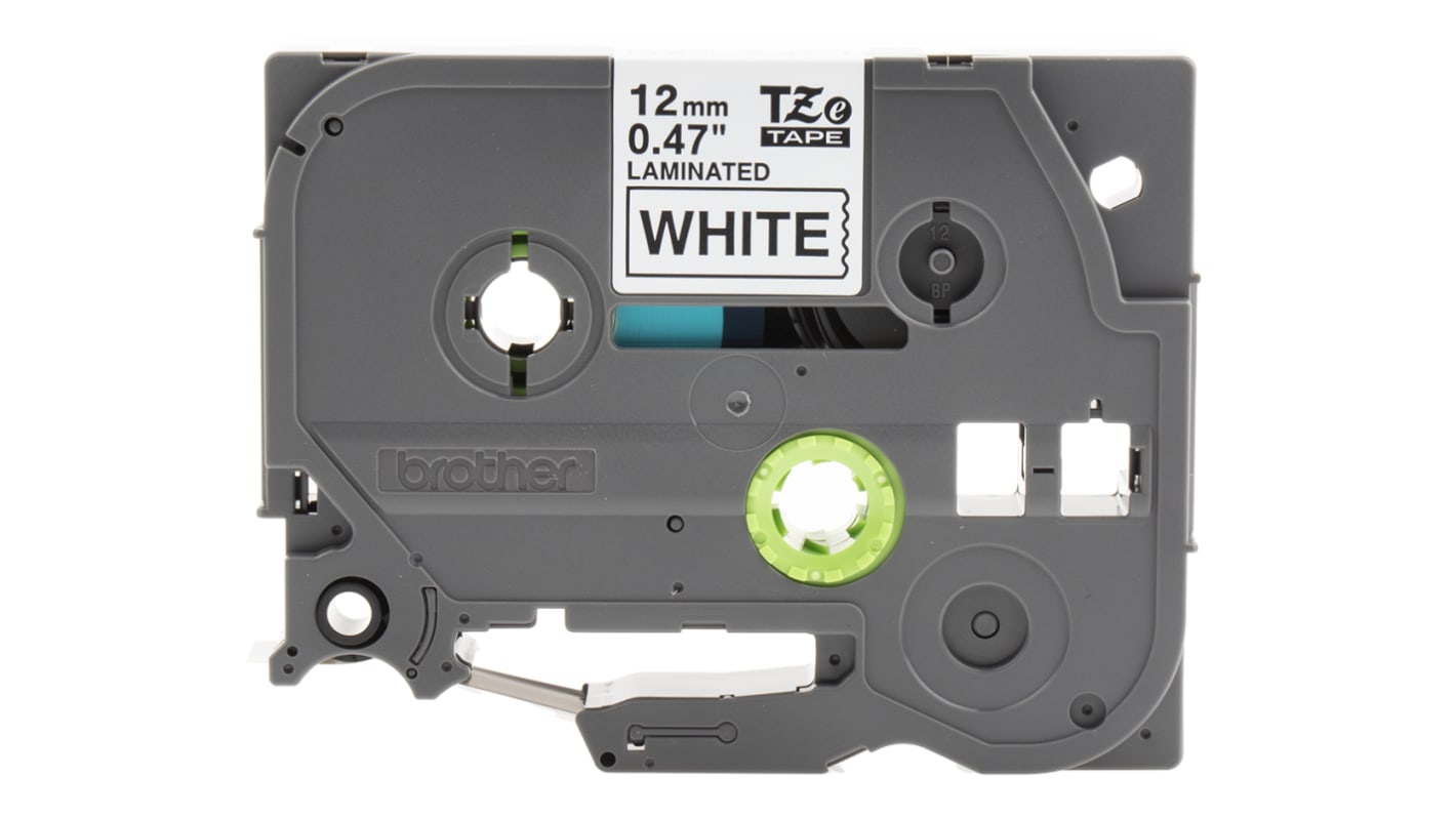 Brother Black on White Label Printer Tape, 8 m Length, 12 mm Width