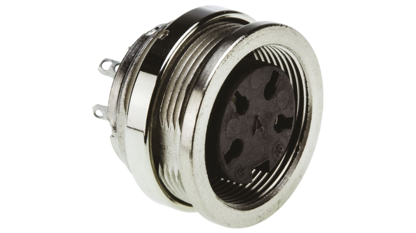Amphenol C 091 D Series, 4 Pole Din Socket Socket, 5A, 300 V ac/dc IP67, Screw On