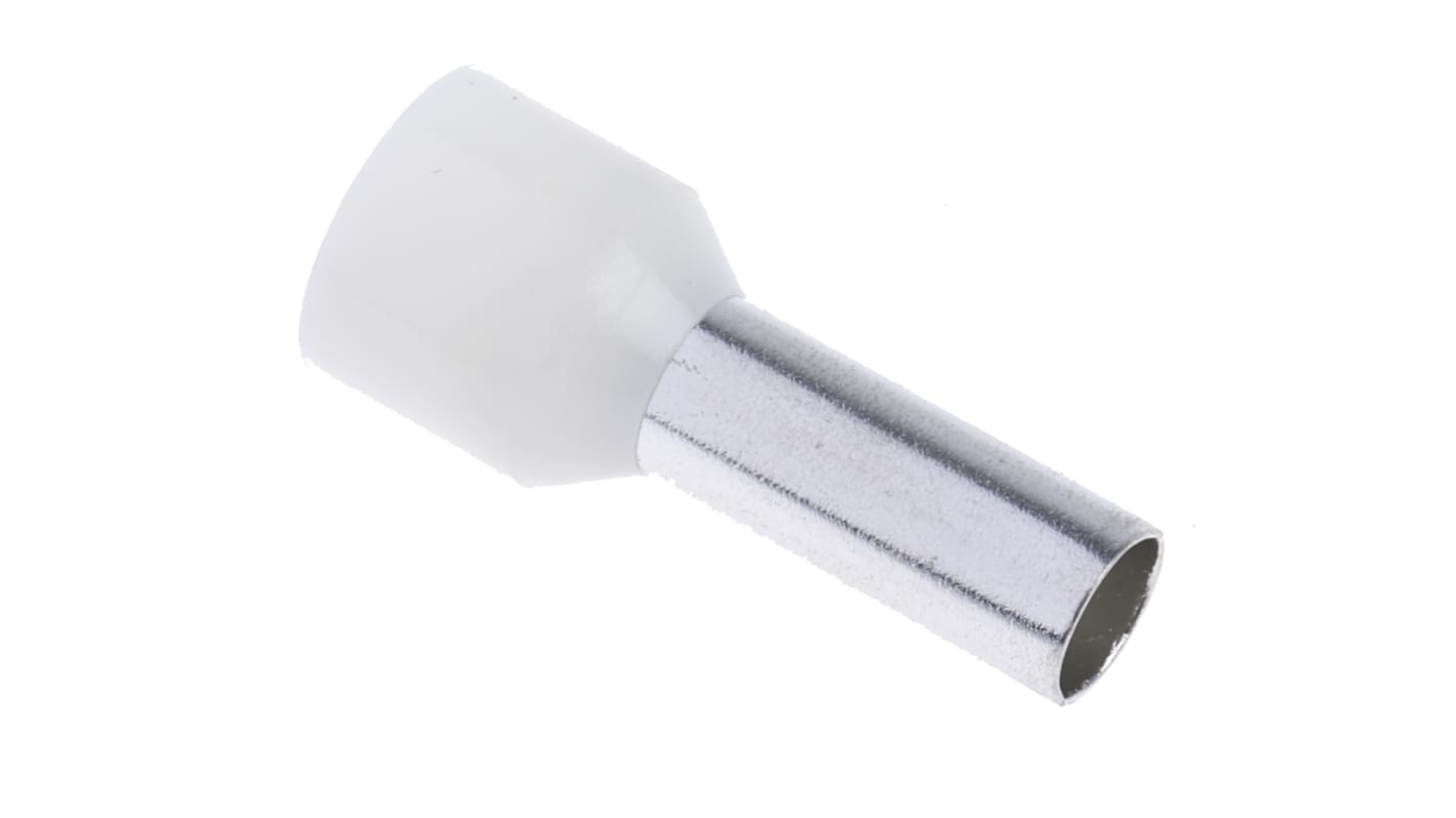 RS PRO Insulated Crimp Bootlace Ferrule, 12mm Pin Length, 4.5mm Pin Diameter, 10mm² Wire Size, Ivory