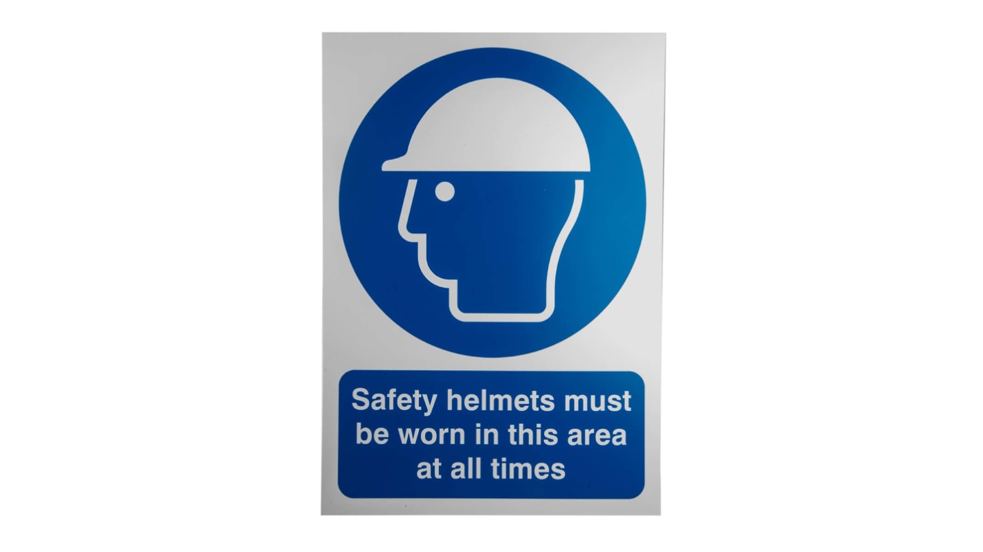 RS PRO PVC Mandatory Head Protection Sign With English Text