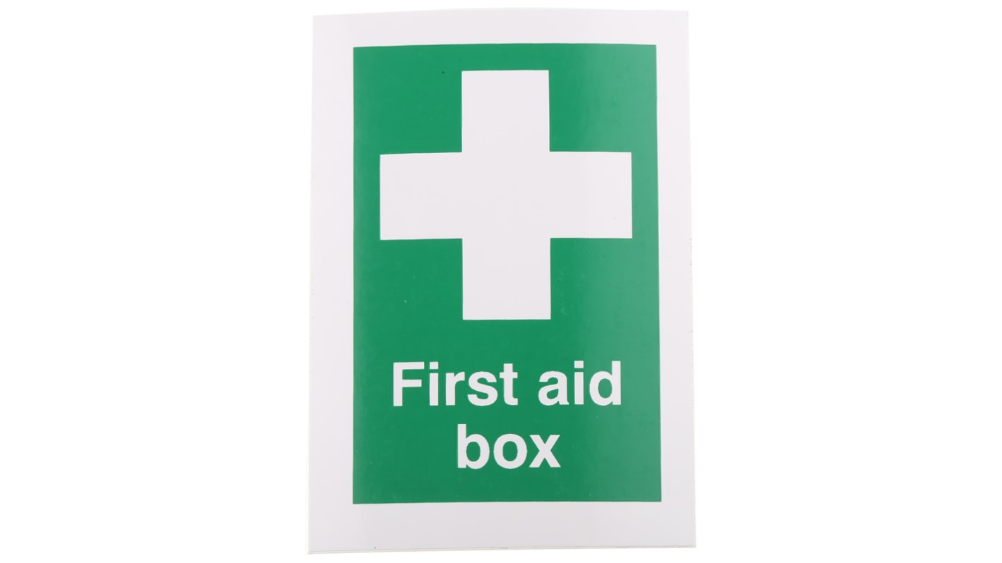 RS PRO Vinyl Green/White First Aid Label, H67 mm W50mm