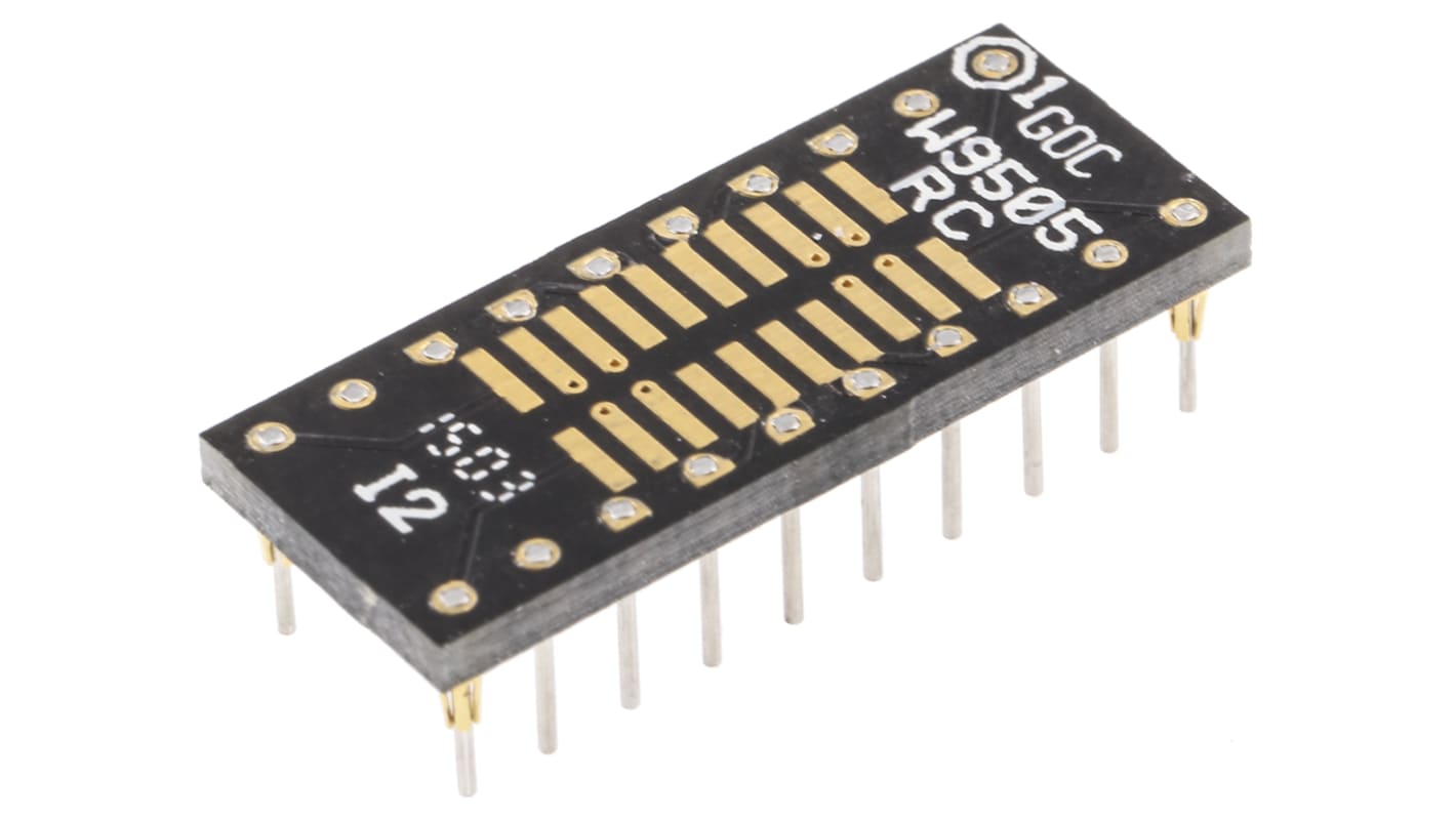 Winslow Straight Through Hole Mount 1.27 mm, 2.54 mm Pitch IC Socket Adapter, 20 Pin Female SOP to 20 Pin Male DIP