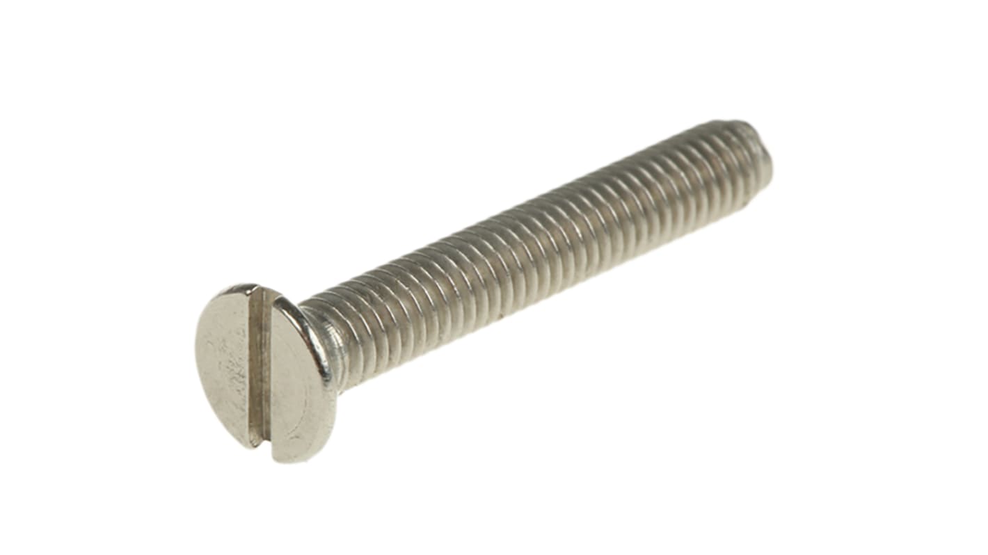 RS PRO Slot Countersunk A4 316 Stainless Steel Machine Screws DIN 963, M3x20mm