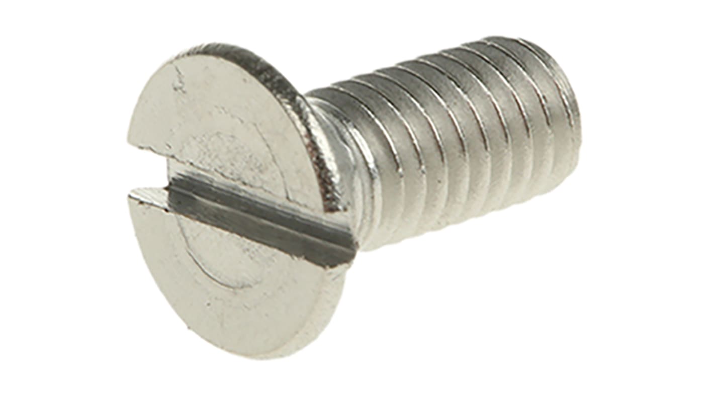 RS PRO Slot Countersunk A4 316 Stainless Steel Machine Screws DIN 963 x 12.0mm