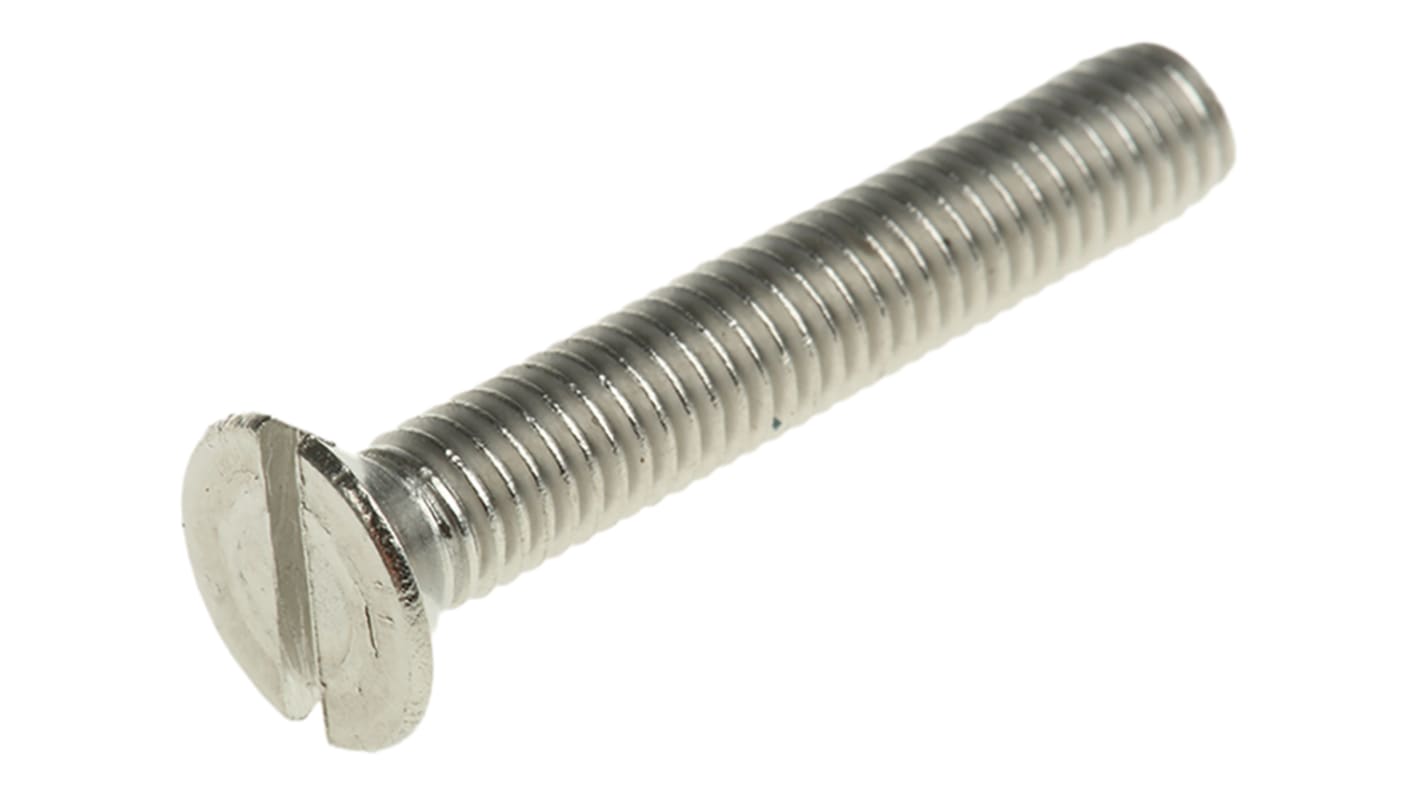 RS PRO Slot Countersunk A4 316 Stainless Steel Machine Screws DIN 963 x 30.0mm