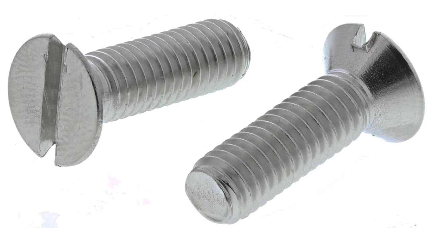 RS PRO Slot Countersunk A4 316 Stainless Steel Machine Screws DIN 963, M6x20.0mm