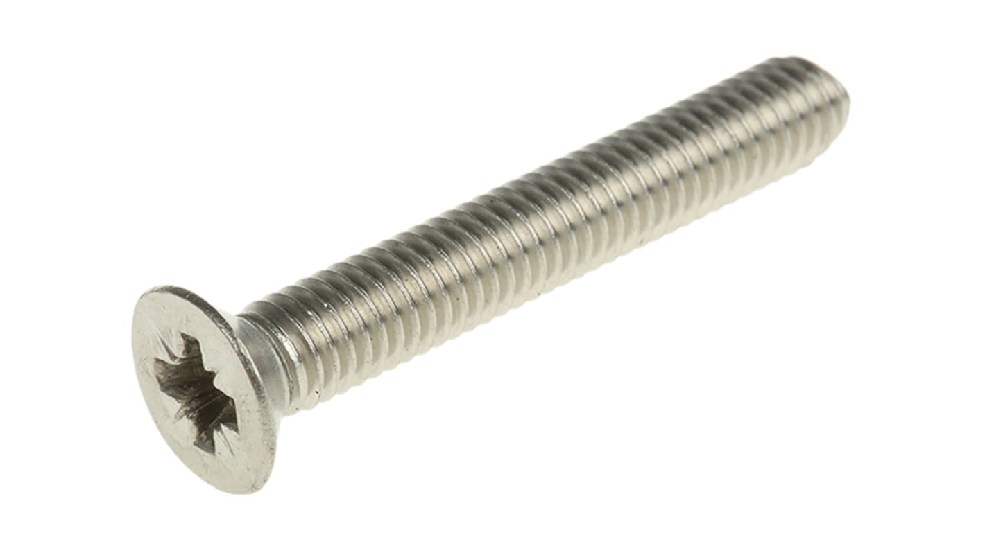 RS PRO Pozi Countersunk A4 316 Stainless Steel Machine Screws DIN 965 x 40.0mm