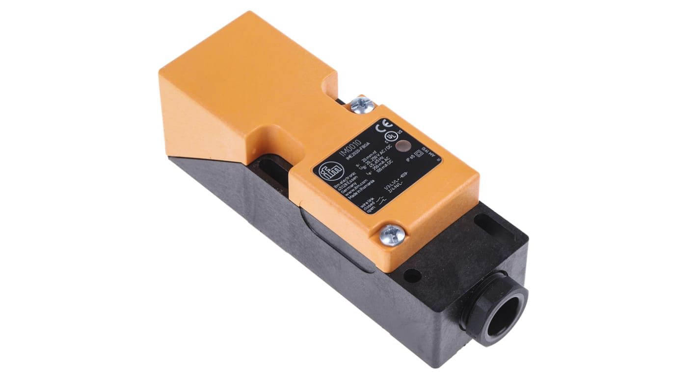 ifm electronic Inductive Block Proximity Sensor, 20 mm Detection, 2-Wire NO/NC, 20 → 250 V ac/dc