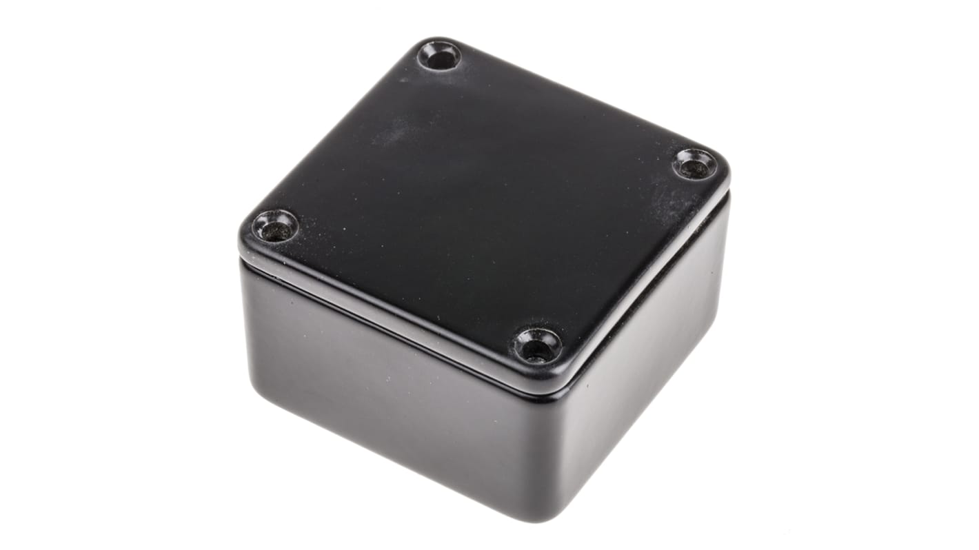 RS PRO Black Die Cast Aluminium Enclosure, IP54, Black Lid, 50 x 50 x 31mm