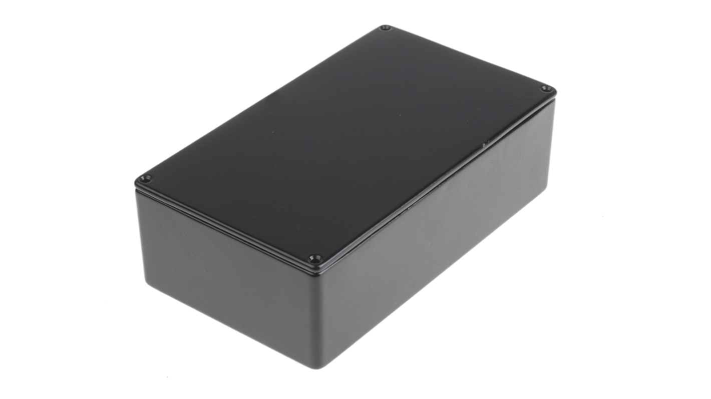 RS PRO Black Die Cast Aluminium Enclosure, IP54, Black Lid, 101 x 50 x 24.5mm