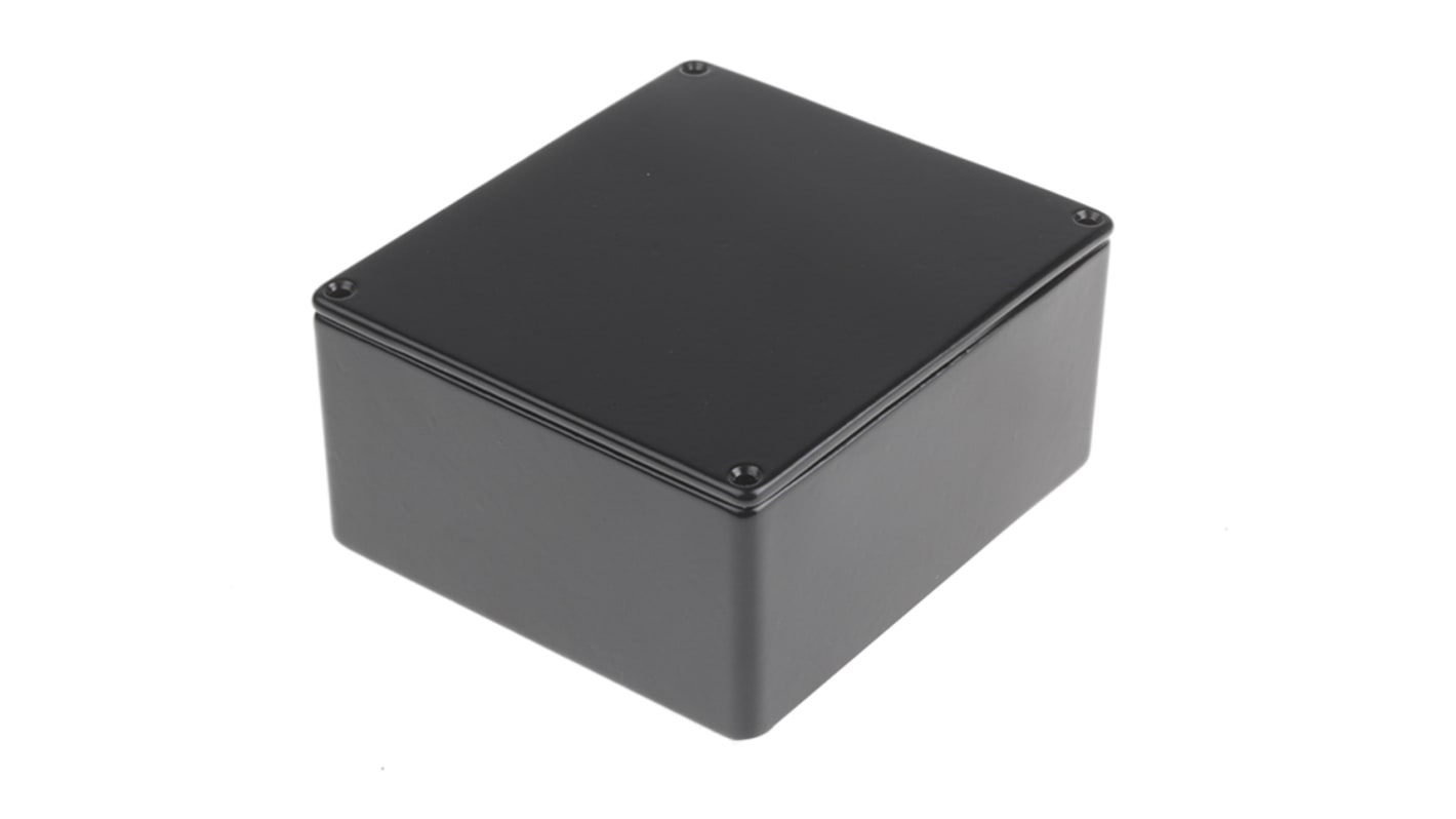 RS PRO Black Die Cast Aluminium Enclosure, IP54, Black Lid, 121 x 95 x 61mm