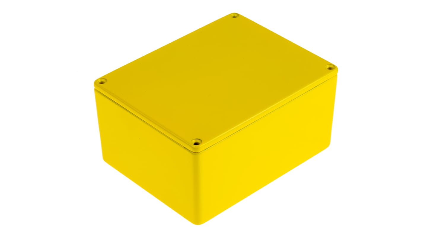 RS PRO Yellow Die Cast Aluminium Enclosure, IP54, Yellow Lid, 121 x 95 x 61mm