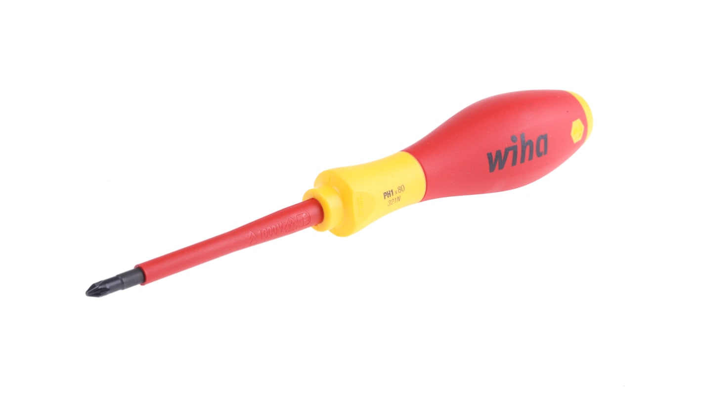 Wiha Phillips Insulated Screwdriver, PH1 Tip, 80 mm Blade, VDE/1000V, 191 mm Overall