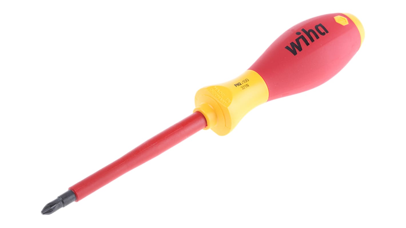 Wiha Phillips Insulated Screwdriver, PH2 Tip, 100 mm Blade, VDE/1000V, 218 mm Overall