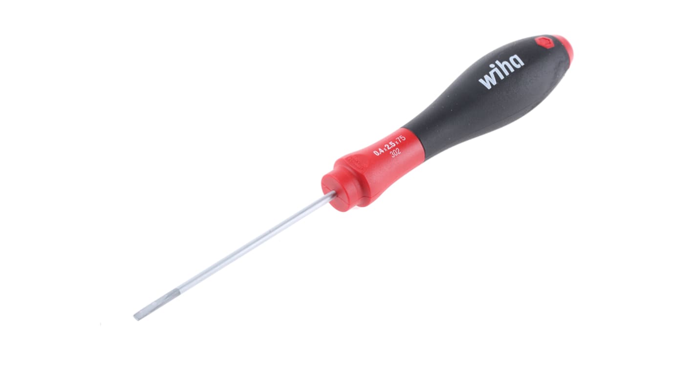 Wiha Slotted  Screwdriver, 2,5 mm Tip, 75 mm Blade, 179 mm Overall