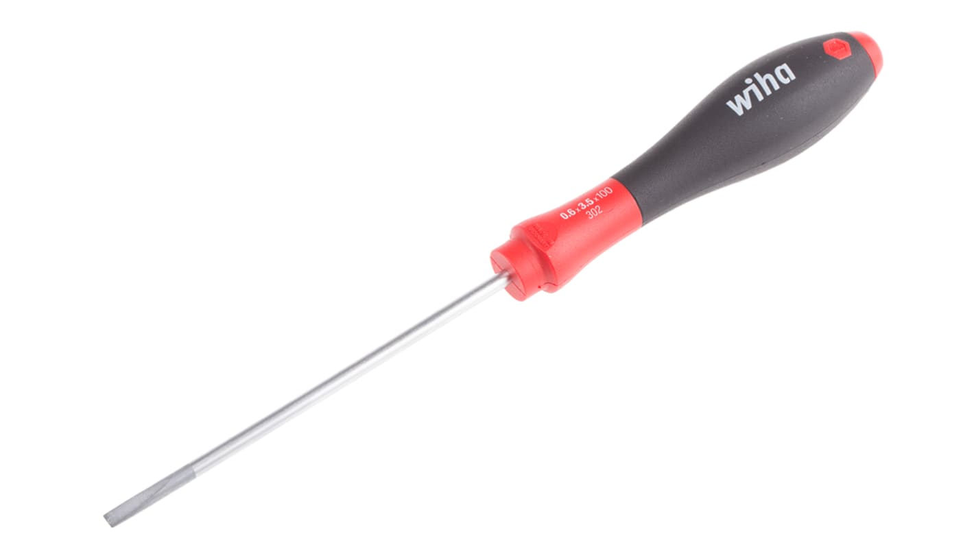 Wiha Slotted  Screwdriver, 3.5 x 0.6 mm Tip, 100 mm Blade, 204 mm Overall