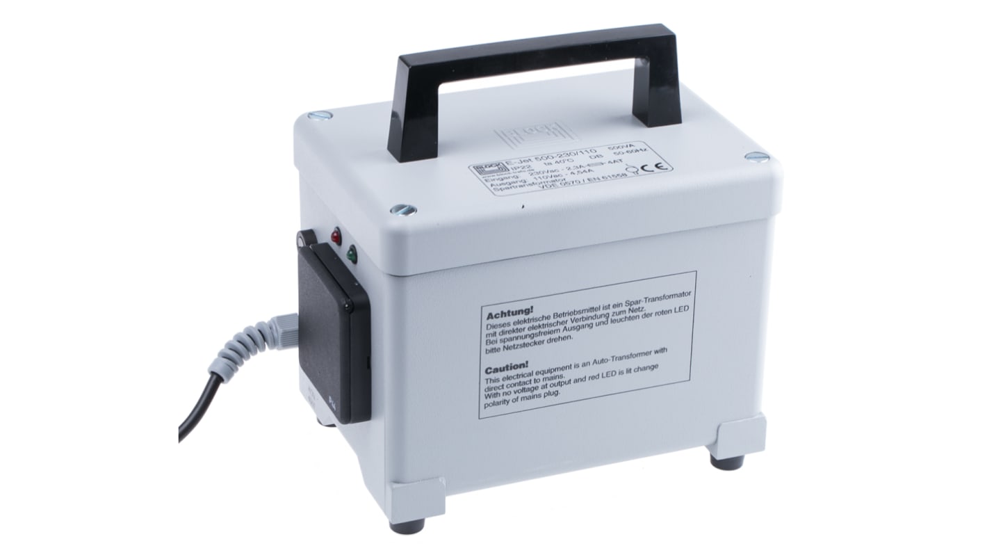 Block 500VA Enclosed Autotransformer, 230V ac Primary, 110 V ac Secondary