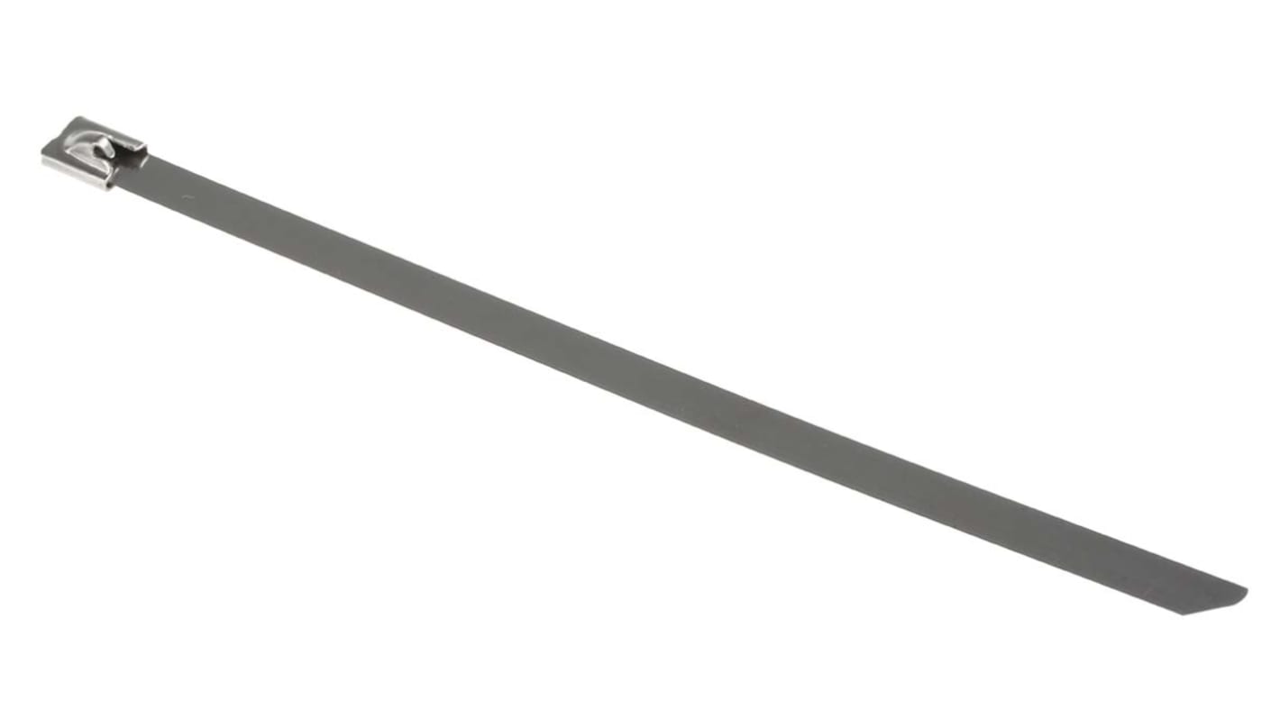 RS PRO Cable Tie, Roller Ball, 200mm x 7.9 mm, Metallic 316 Stainless Steel, Pk-100