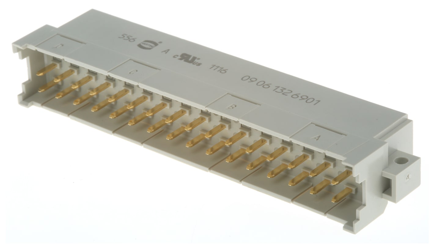 Konektor DIN 41612, Samec, rozteč: 5.08mm, počet kontaktů: 32, počet řad: 2, orientace těla: Pravý úhel třída C2 typ F,