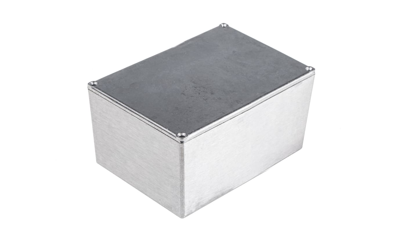 RS PRO Silver Die Cast Aluminium Enclosure, IP54, Silver Lid, 121 x 95 x 61mm