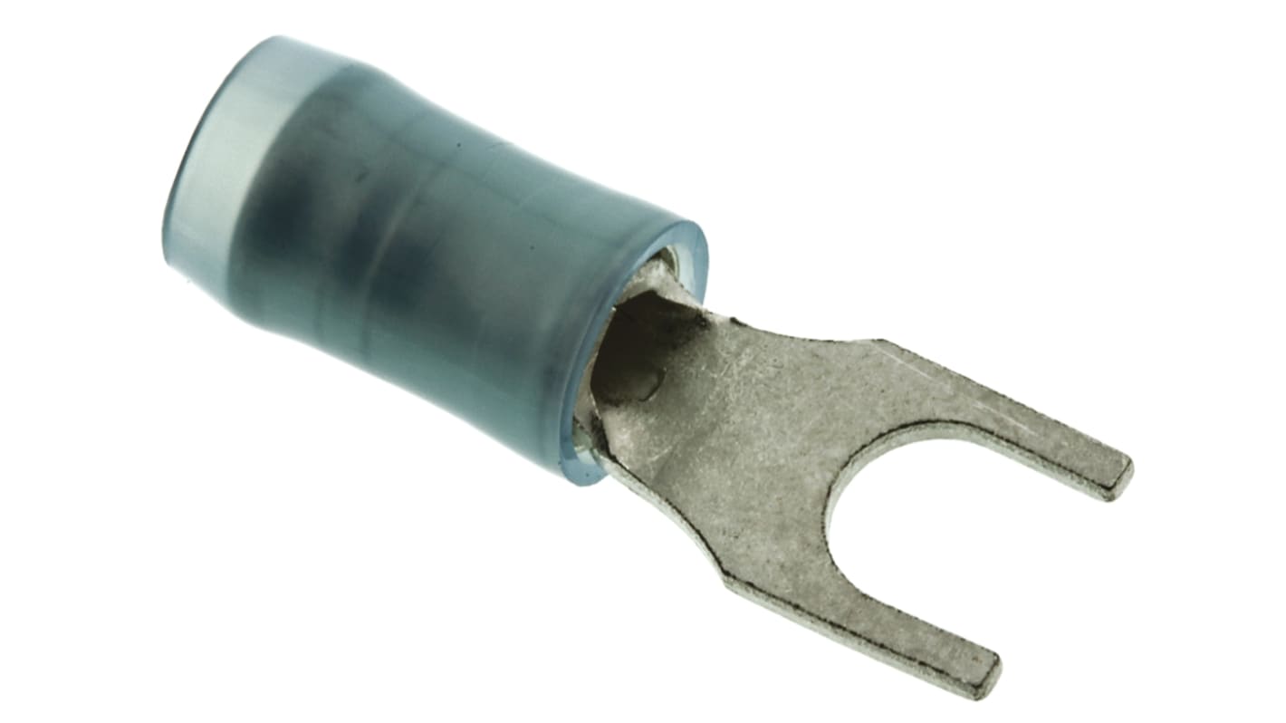 TE Connectivity, PIDG Insulated Crimp Spade Connector, 1mm² to 2.6mm², 16AWG to 14AWG, M4 (#8) Stud Size Nylon, Blue