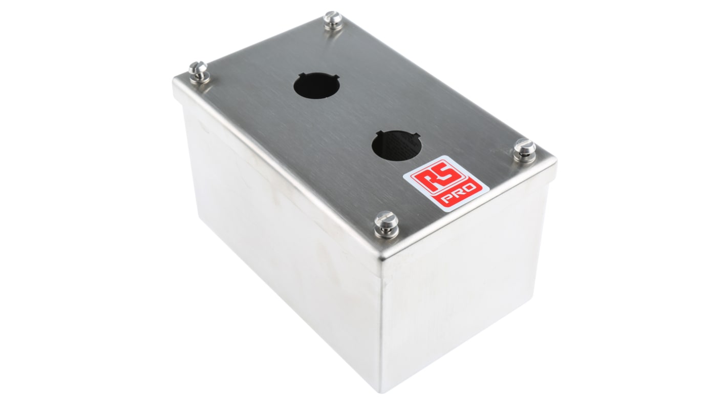 RS PRO Stainless Steel Push Button Enclosure - 2 Hole 22mm Diameter
