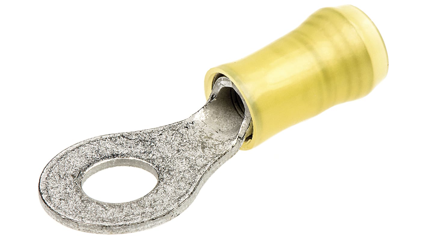 Terminale ad occhiello TE Connectivity Isolato, Ø perno M6, dimens. max filo 6.6mm², 10AWG, Giallo