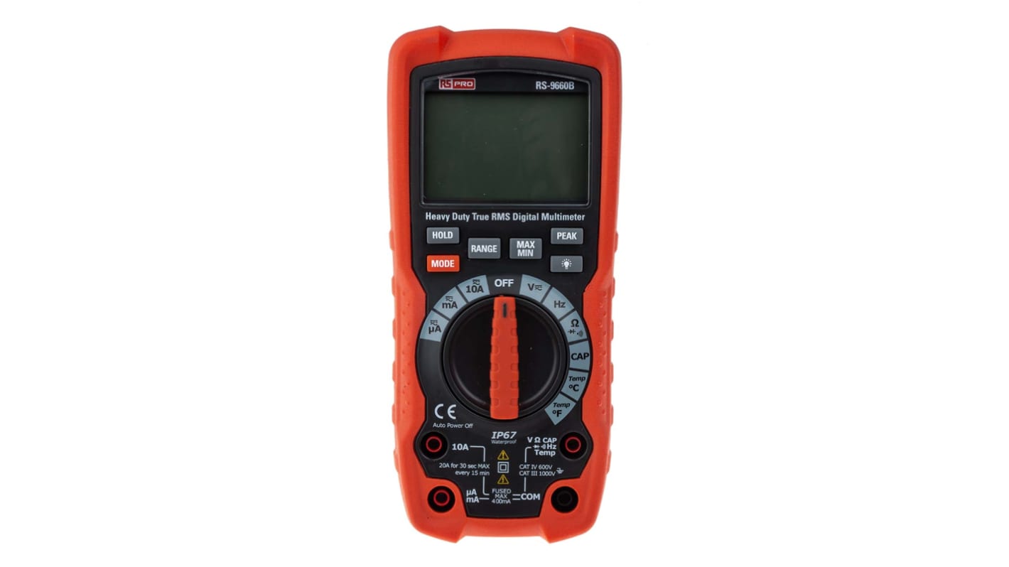 RS PRO RS-9660B Handheld Digital Multimeter, True RMS, 10A ac Max, 10A dc Max, 1000V ac Max