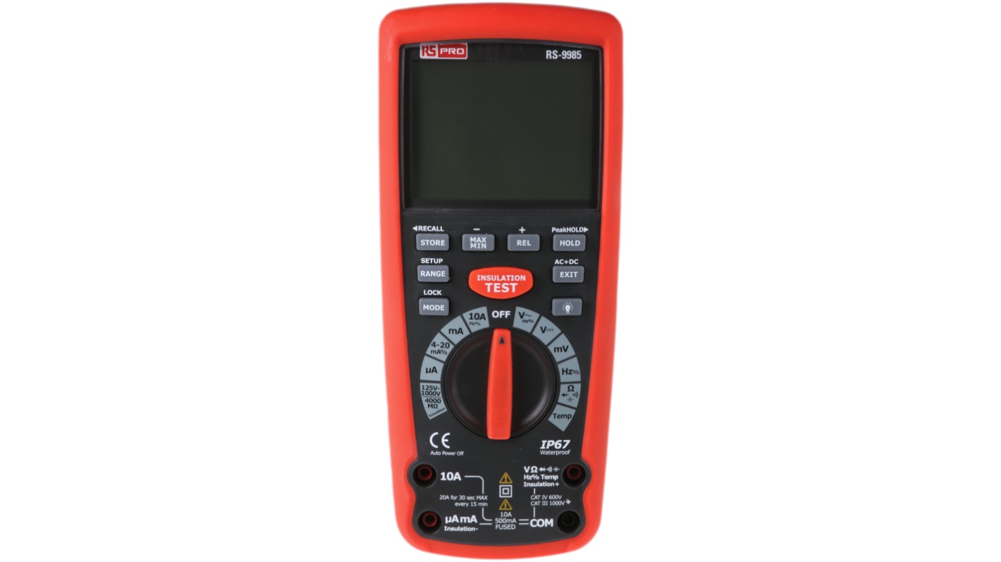 RS PRO RS-9985 Insulation Tester, 125V Min, 1000V Max, 4GΩ Max, CAT III 1000V