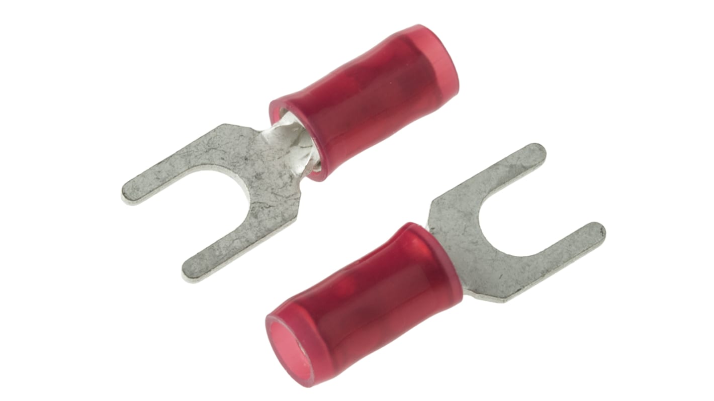 TE Connectivity, PIDG Insulated Crimp Spade Connector, 0.26mm² to 1.65mm², 22AWG to 16AWG, M4 Stud Size Nylon, Red