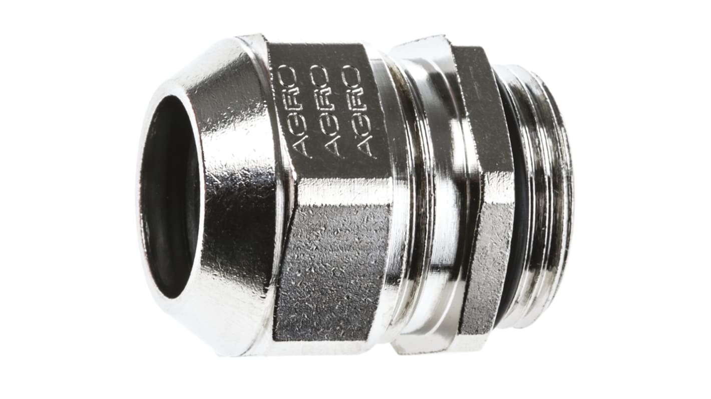 SES Sterling A1 Series Metallic Nickel Plated Brass Cable Gland, PG13 Thread, 8mm min., 15mm max., IP68