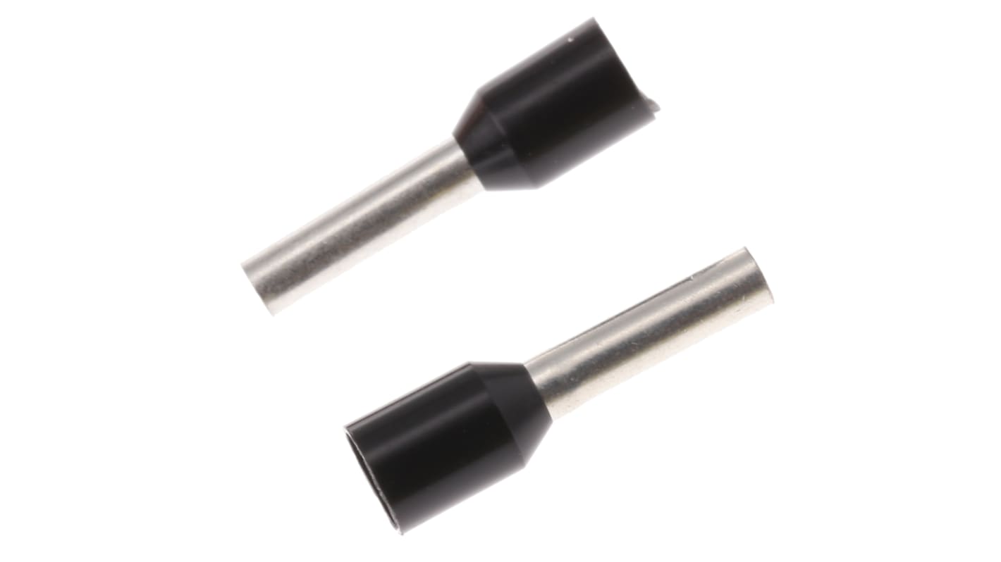 SES Sterling, PLIO Insulated Crimp Bootlace Ferrule, 8mm Pin Length, 1.8mm Pin Diameter, 1.5mm² Wire Size, Black