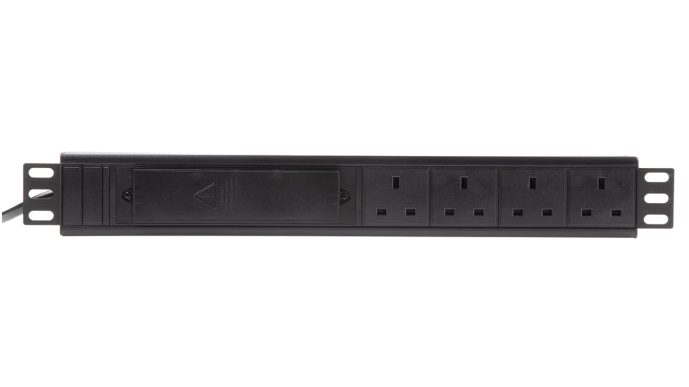 RS PRO Type G - British 4 Gang Power Distribution Unit, 3m Cable, 13A, 250 V ac