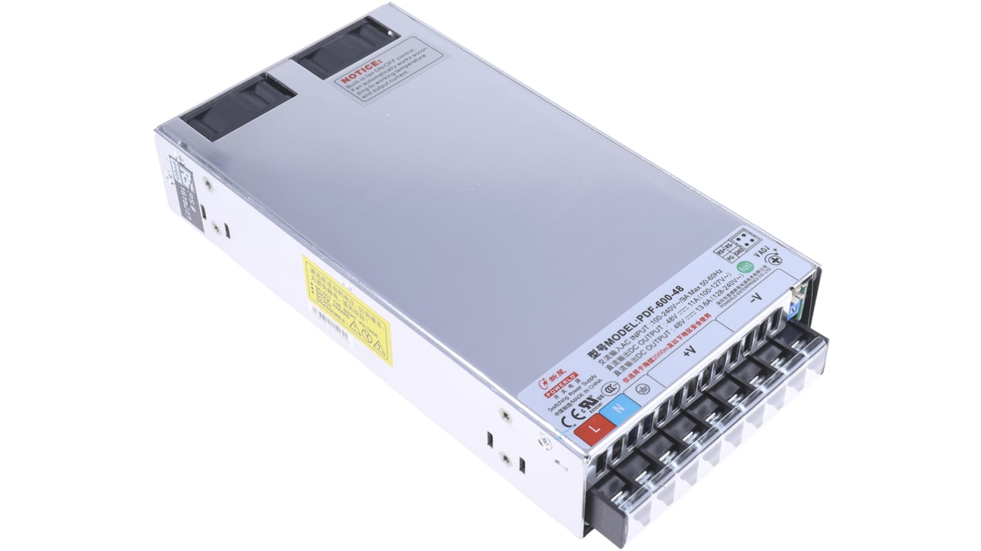 RS PRO Switching Power Supply, 48V dc, 13.6A, 588W, 1 Output, 90 → 264V ac Input Voltage