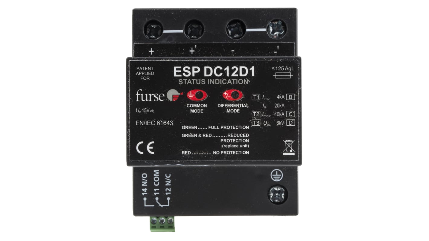 WJ Furse, ESP-DCD1 Surge Protection Device 15 V dc Maximum Voltage Rating Mains Protector