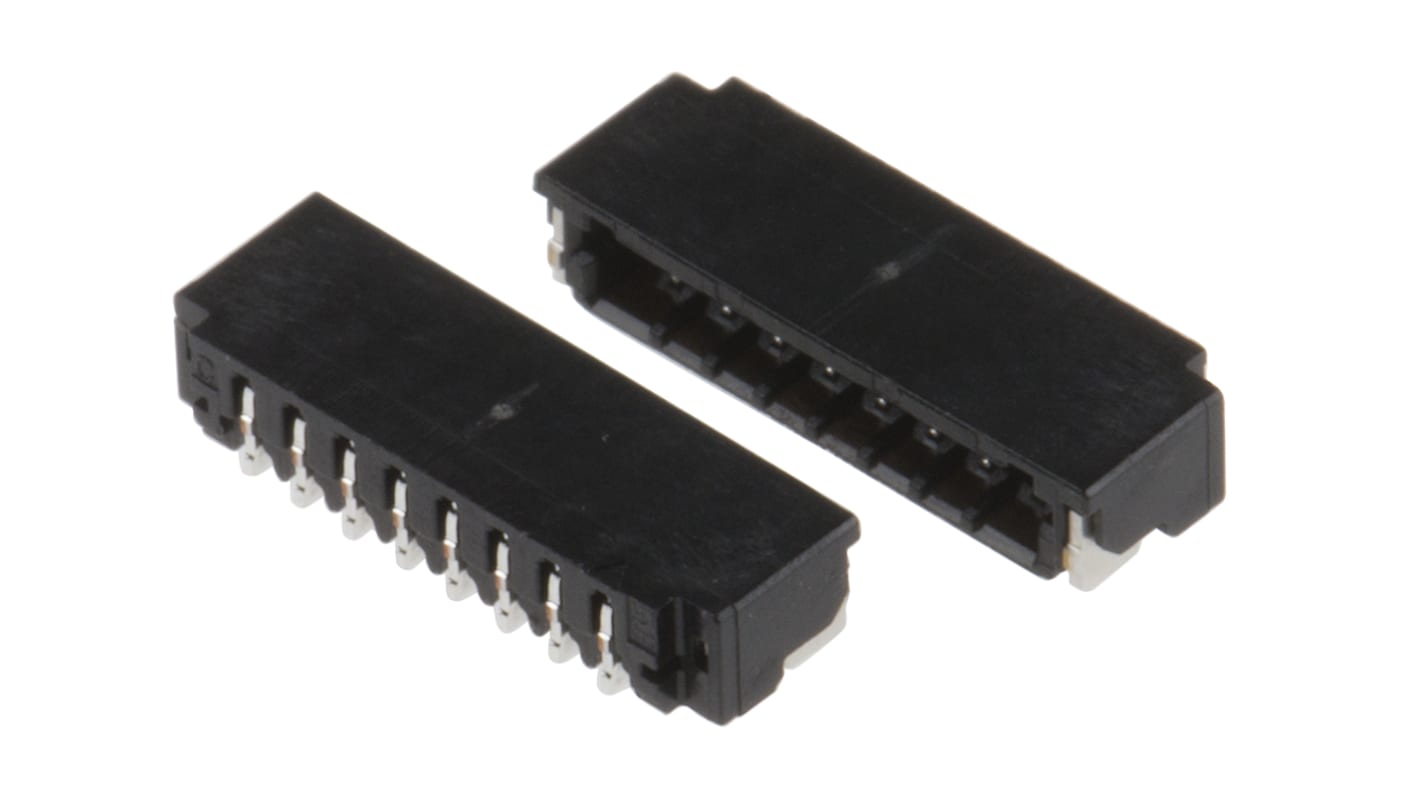 Conector FPC hembra a 90° Hirose serie DF52 de 8 vías, paso 0.8mm, 1 fila, SMT, montaje en PCB