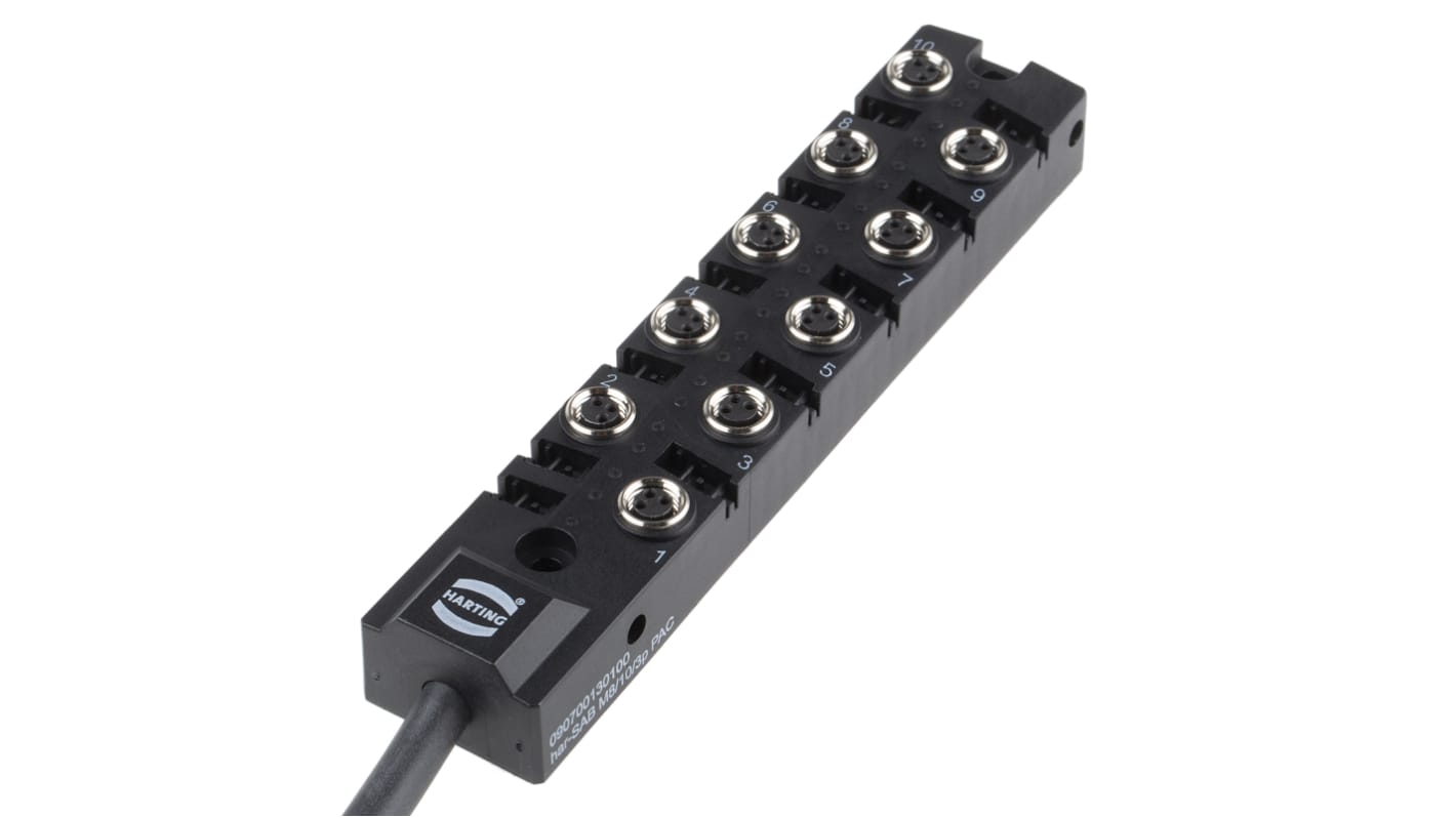 HARTING Har-SAB Series Distribution Unit, M8, 10m cable, 3 way, 10 port